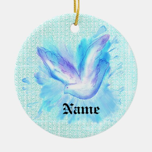 Duif vliegend keramisch ornament (Voorkant)
