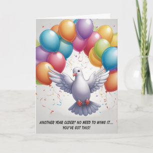 Duif vliegende ballonnen achtergrond verjaardag kaart