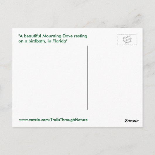 Duif vogelbad rust Spiegeland Briefkaart (Achterkant)