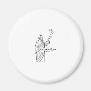 Duif Vrede zij met U Christelijke Vintage T-shirt Magneet
