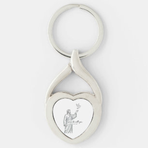 Duif Vrede zij met U Christelijke Vintage T-shirt Sleutelhanger