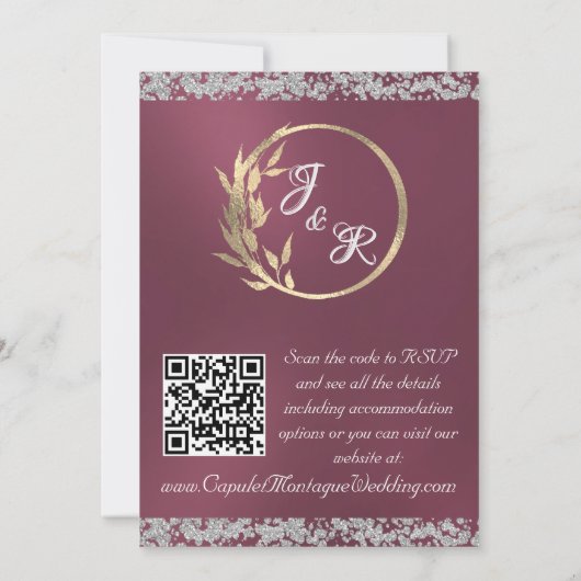 Duif, Zilveren Hart & Glitter, QR Code - Lavendel Kaart (Achterkant)