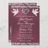 Duif, Zilveren Hart & Glitter, QR Code - Lavendel Kaart (Voorkant / Achterkant)