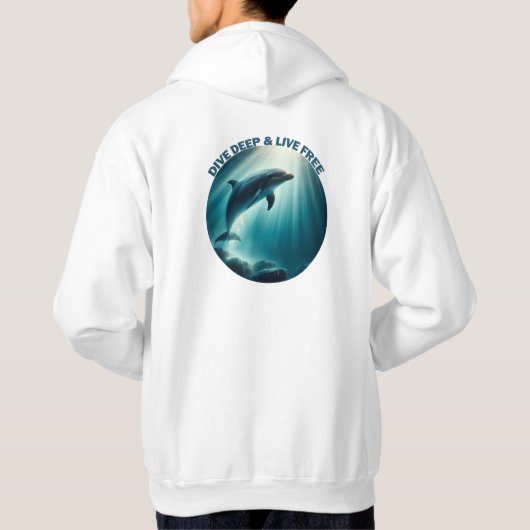 Duik diepe live gratis dolfijn hoodie (Achterkant)