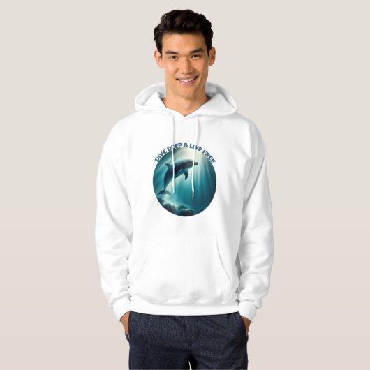 Duik diepe live gratis dolfijn hoodie (Voorkant volledig)