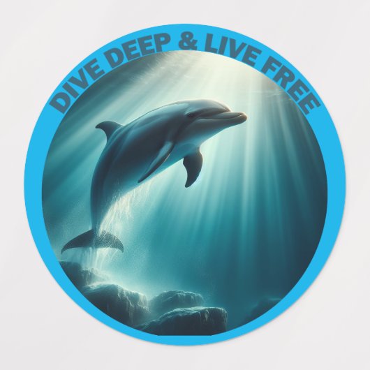 Duik diepe live gratis dolfijn labels (Design 2)