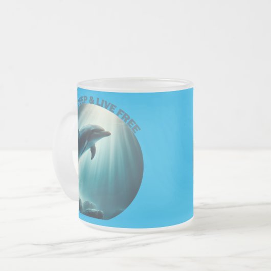 Duik diepe live gratis dolfijn matglas koffiemok (Voorkant links)