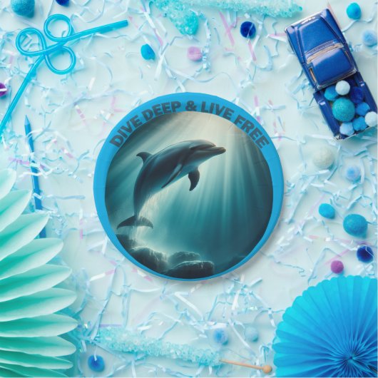 Duik diepe live gratis dolfijn papieren bordje (Feest)