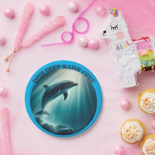 Duik diepe live gratis dolfijn papieren bordje (Feest)