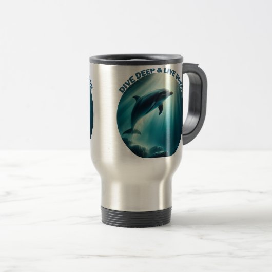 Duik diepe live gratis dolfijn reisbeker (Voorkant rechts)