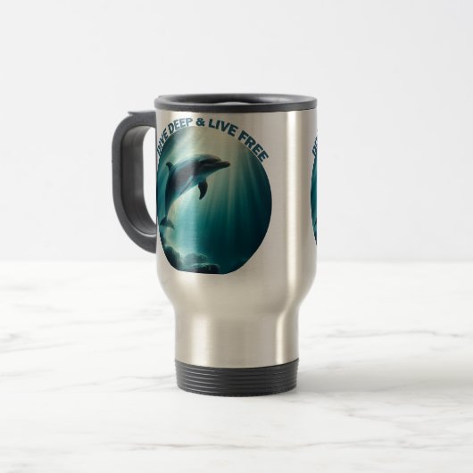 Duik diepe live gratis dolfijn reisbeker (Voorkant links)