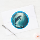 Duik diepe live gratis dolfijn ronde sticker (Envelop)