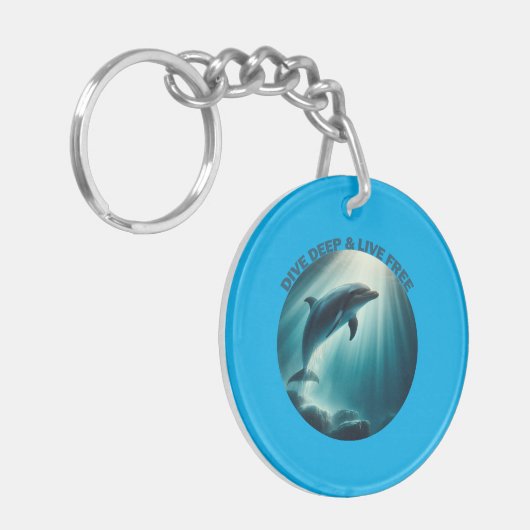 Duik diepe live gratis dolfijn sleutelhanger (Voorkant Links)
