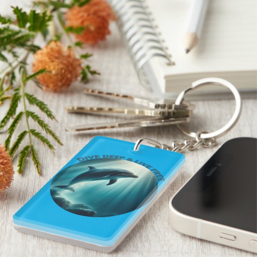 Duik diepe live gratis dolfijn sleutelhanger (Voorkant Rechts)