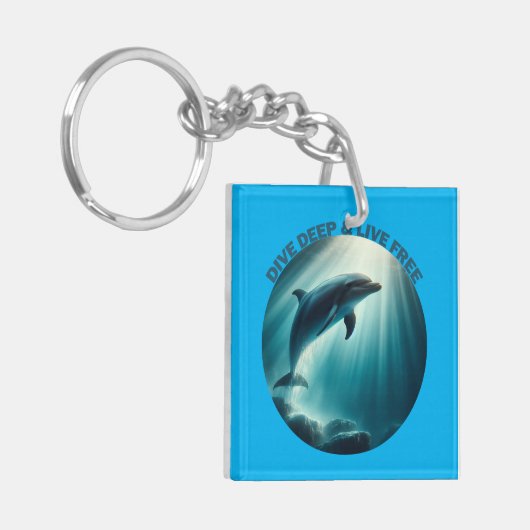 Duik diepe live gratis dolfijn sleutelhanger (Voorkant Links)