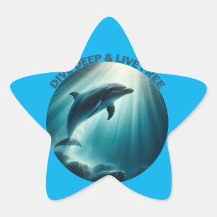 Duik diepe live gratis dolfijn ster sticker