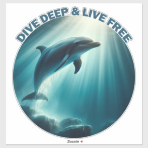 Duik diepe live gratis dolfijn sticker
