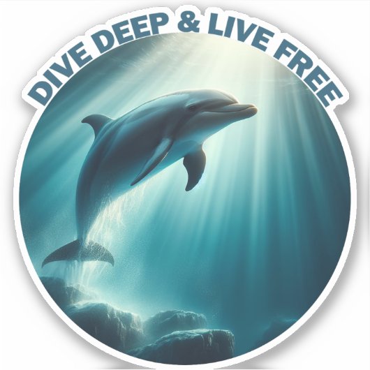 Duik diepe live gratis dolfijn sticker (Voorkant)
