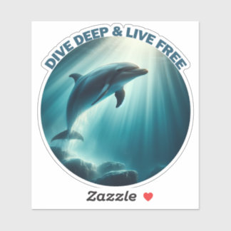 Duik diepe live gratis dolfijn sticker
