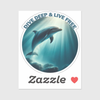Duik diepe live gratis dolfijn sticker