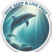 Duik diepe live gratis dolfijn sticker (Voorkant)