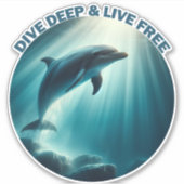 Duik diepe live gratis dolfijn sticker (Voorkant)