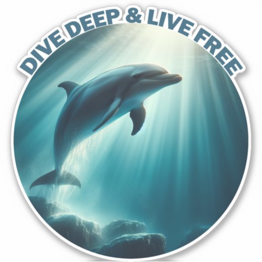 Duik diepe live gratis dolfijn sticker (Voorkant)