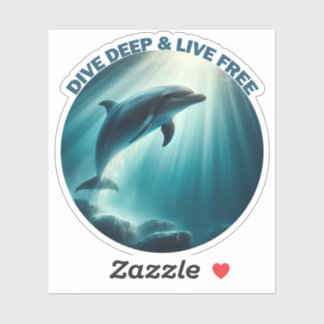 Duik diepe live gratis dolfijn sticker