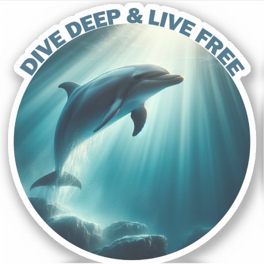 Duik diepe live gratis dolfijn sticker (Voorkant)