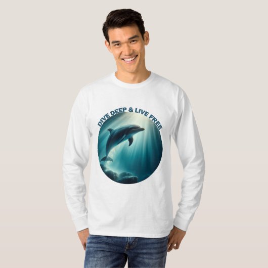 Duik diepe live gratis dolfijn t-shirt (Voorkant volledig)