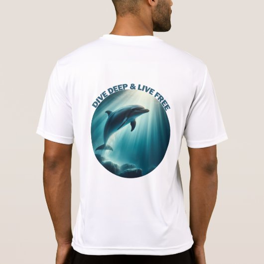 Duik diepe live gratis dolfijn t-shirt (Achterkant)