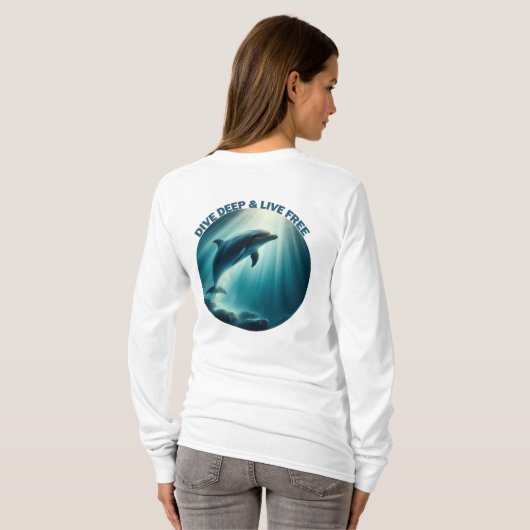 Duik diepe live gratis dolfijn t-shirt (Achterkant volledig)