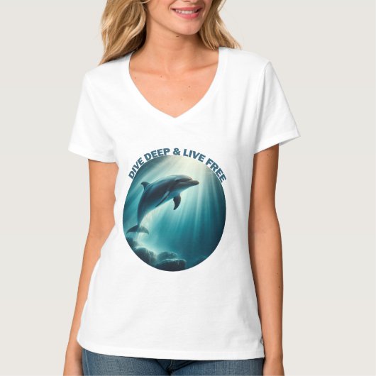 Duik diepe live gratis dolfijn t-shirt (Voorkant)