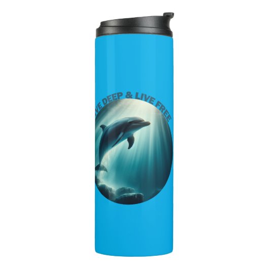 Duik diepe live gratis dolfijn thermosbeker (Gedraaid links)