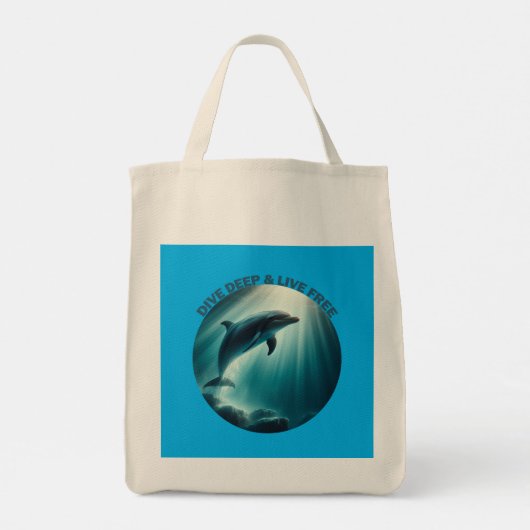 Duik diepe live gratis dolfijn tote bag (Achterkant)