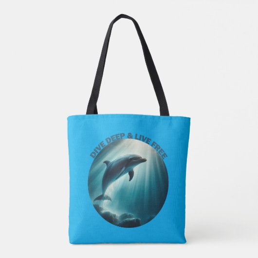 Duik diepe live gratis dolfijn tote bag (Achterkant)