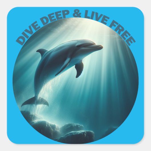 Duik diepe live gratis dolfijn vierkante sticker (Voorkant)