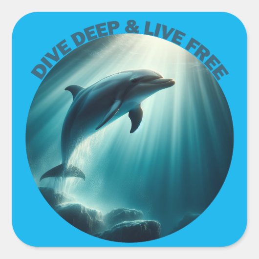 Duik diepe live gratis dolfijn vierkante sticker (Voorkant)