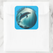 Duik diepe live gratis dolfijn vierkante sticker (Tas)
