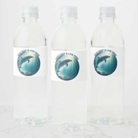 Duik diepe live gratis dolfijn waterfles etiket (Flessen)