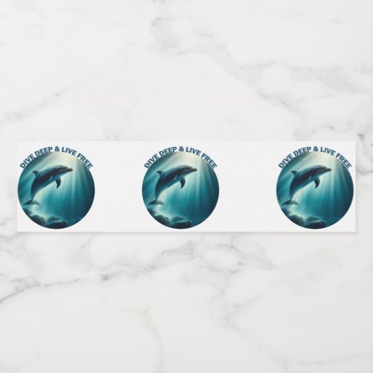 Duik diepe live gratis dolfijn waterfles etiket (Enkel label)