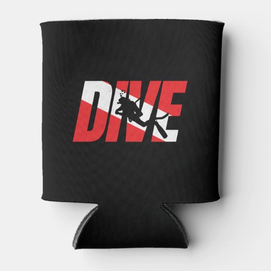 Duik, duik met scuba-duiker, duik met vlag omlaag blikjeskoeler (Voorkant)