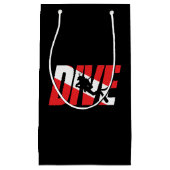 Duik, duik met scuba-duiker, duik met vlag omlaag klein cadeauzakje (Voorkant)