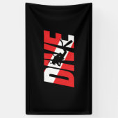 Duik, duik met scuba-duiker, duik met vlag omlaag spandoek (Verticaal)