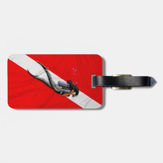 Duik- en gekreukelde duikvlag bagagelabel (Achterkant horizontaal)