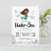 Duik erin! Black Mermaid verjaardagsfeestje uitnod Kaart (Staand voorkant)