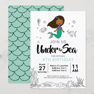 Duik erin! Black Mermaid verjaardagsfeestje uitnod Kaart