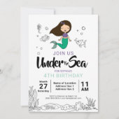 Duik erin! Witte Zeemeermin Verjaardag Uitnodiging (Voorkant)