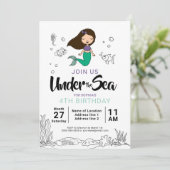 Duik erin! Witte Zeemeermin Verjaardag Uitnodiging (Staand voorkant)