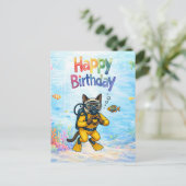 Duik Happy Birthday onderwater Briefkaart (Staand voorkant)